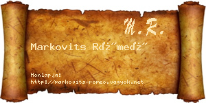 Markovits Rómeó névjegykártya